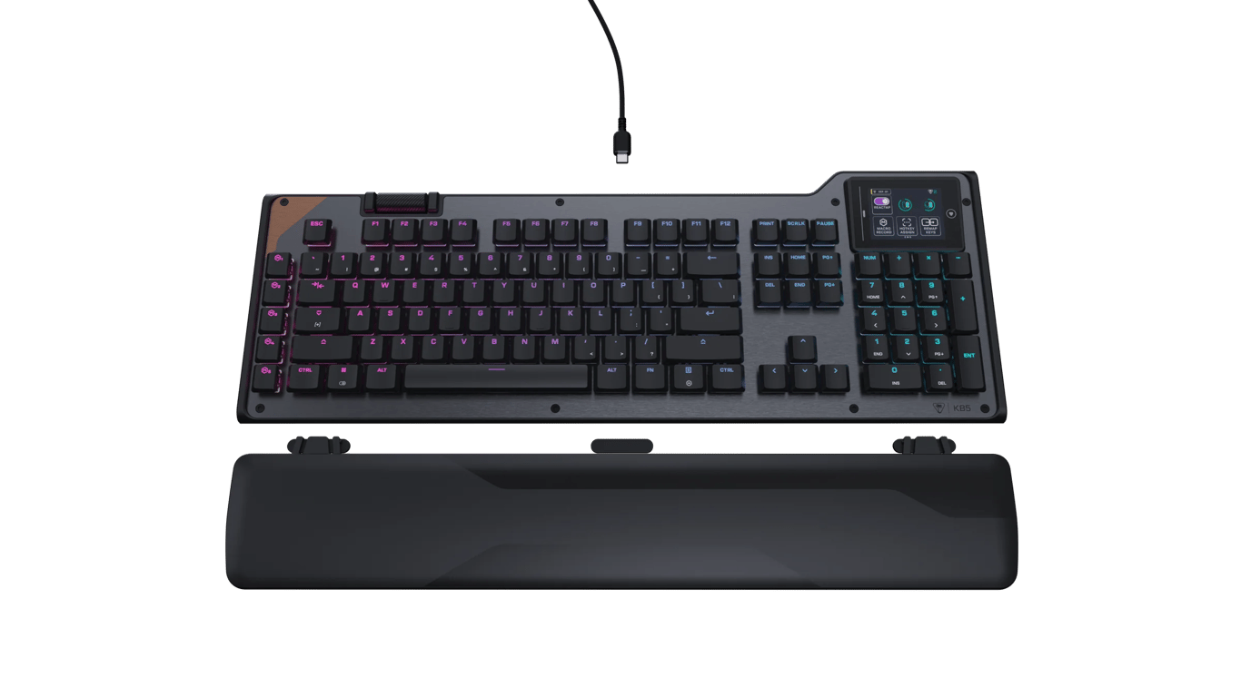 Turtle Beach Command Series KB5 全尺寸有線遊戲鍵盤(2.4 吋觸控螢幕)(黑色)