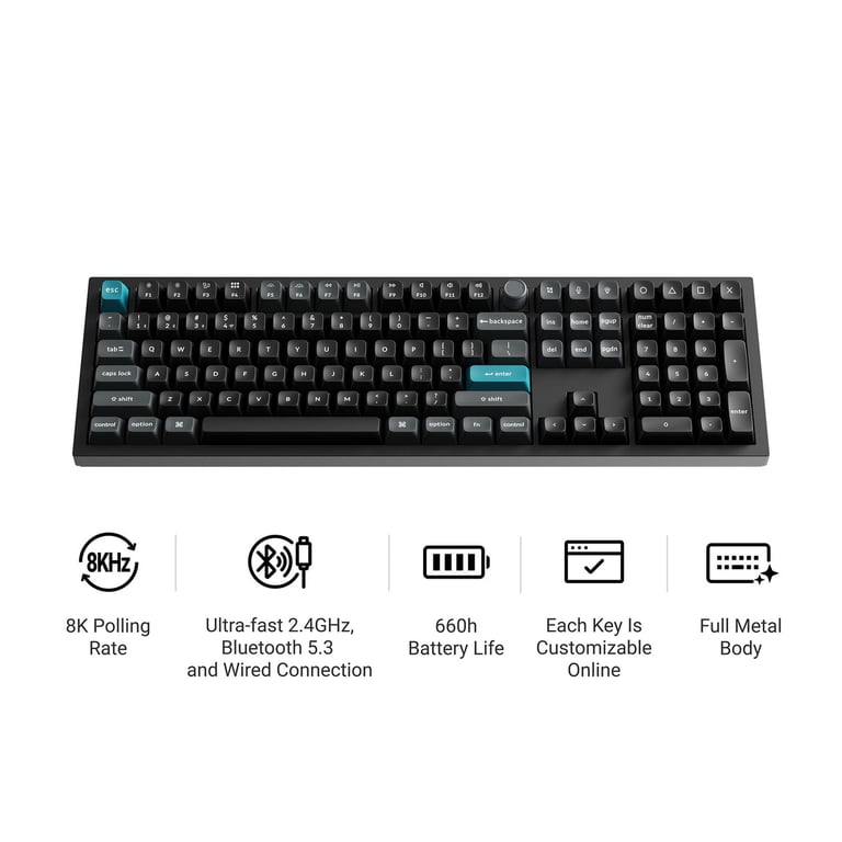 Keychron Q6 Ultra 8K (Q6U-M4) ZMK 108鍵 全鋁殼三模無線機械鍵盤(碳黑-Gateron Jupiter 香蕉軸)