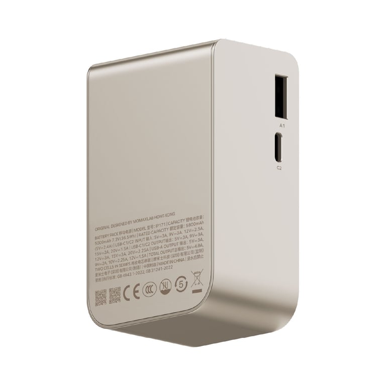 MOMAX 1-PAC Pass Mini+ 10000mAh 2合1內建伸縮充電線移動電源(IP171)(鈦色)