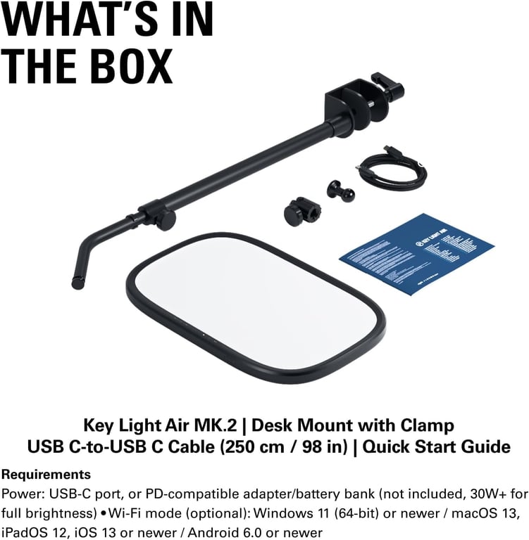 Elgato Key Light Air MK.2 桌夾式連支架補光燈