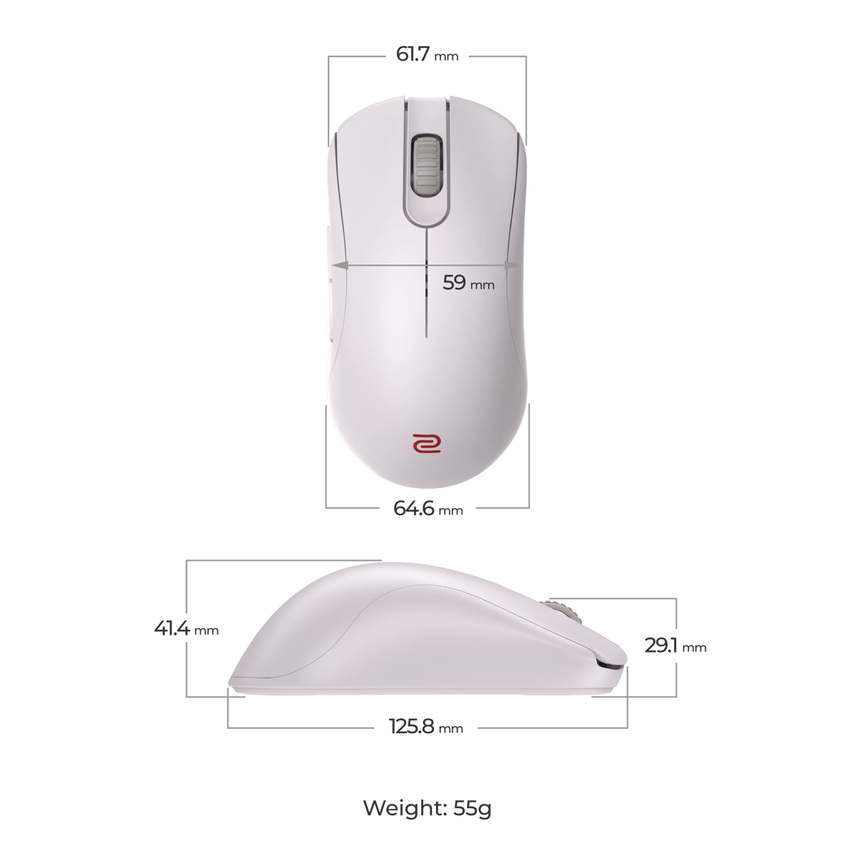 ZOWIE ZA12-DW 4K 無線電競滑鼠(啞面灰白色)