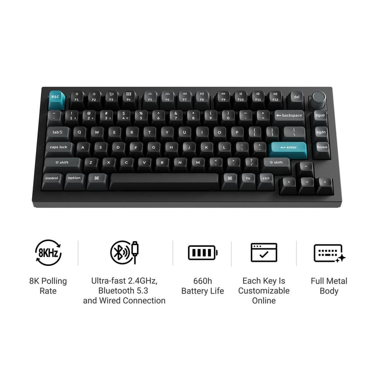 Keychron Q1 Ultra 8K (Q1U-P4) ZMK 75% 全鋁殼三模無線機械鍵盤(貝殼白-Gateron Jupiter 香蕉軸)