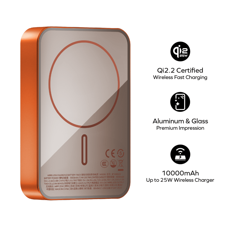 MOMAX 1-Power Q.Pass2 Qi2.2 10000mAh 磁吸流動電源(IP168Q2)(鈦金色)