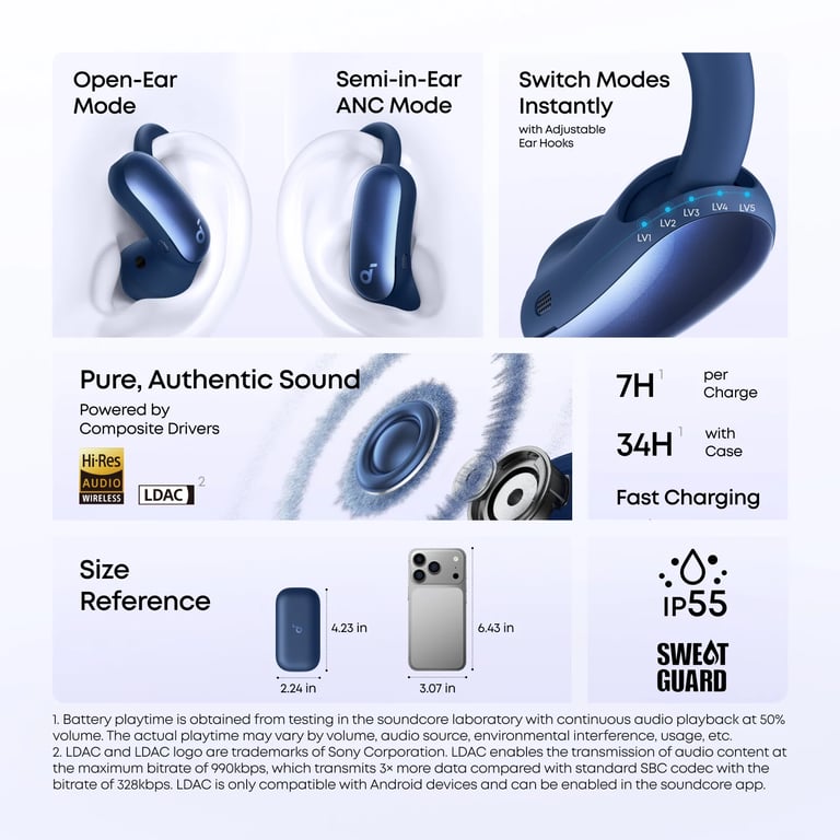 Anker Soundcore AeroFit 2 Pro 開放式氣導運動無線藍牙耳機 (A3875)(藍色)