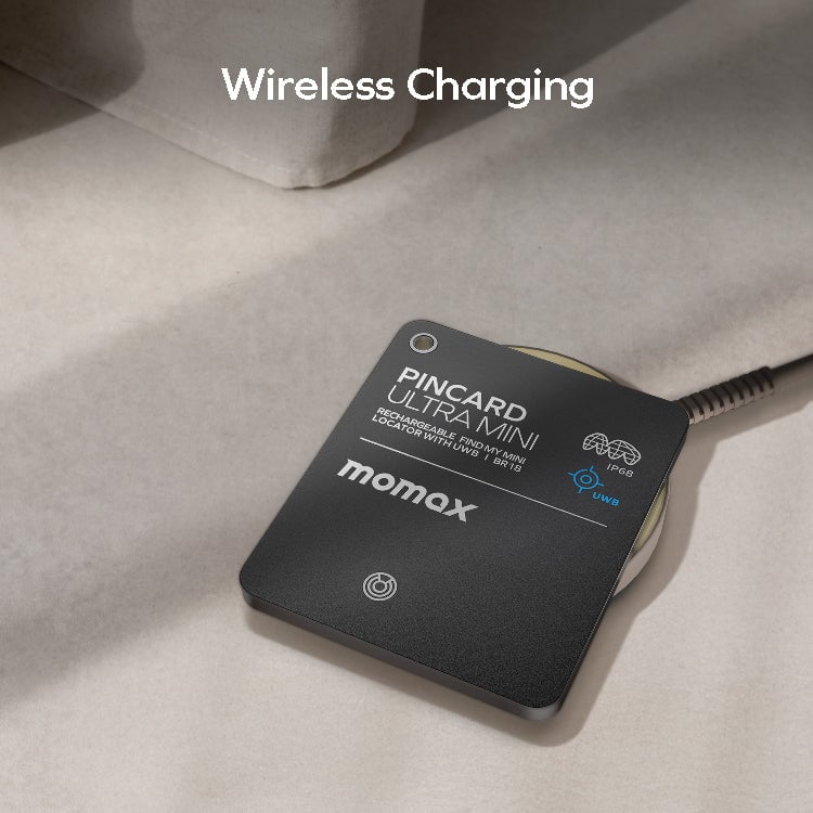 MOMAX PinCard Ultra Mini 充電式迷你 Find My 全球定位器(BR18)(黑色)