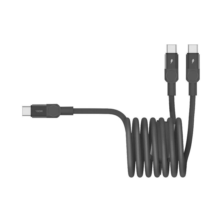MOMAX Mag.link 100W USB-C to Dual USB-C 磁吸連接線(DC56)(200cm-黑色)