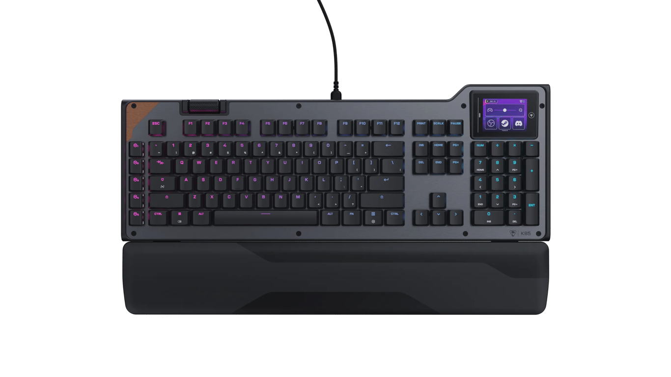 Turtle Beach Command Series KB5 全尺寸有線遊戲鍵盤(2.4 吋觸控螢幕)(黑色)