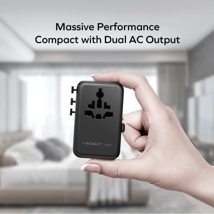 MOMAX 1-World2+ 70W 伸縮充電線三接口旅行充電插座(鈦色)
