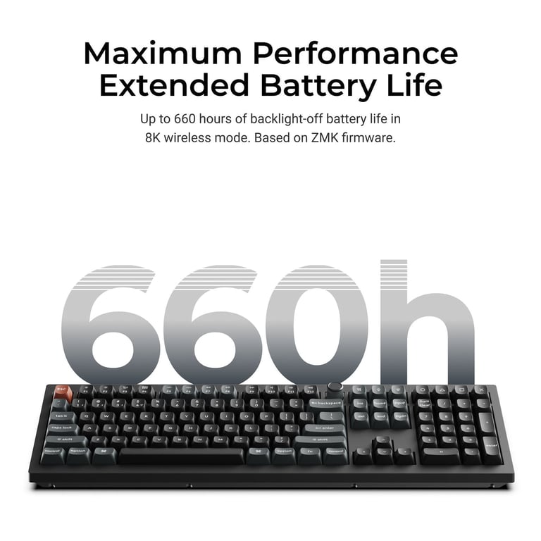 Keychron V6 Ultra 8K (V6U-D1) ZMK 108鍵 三模無線機械鍵盤(碳黑-Gateron Jupiter 紅軸)