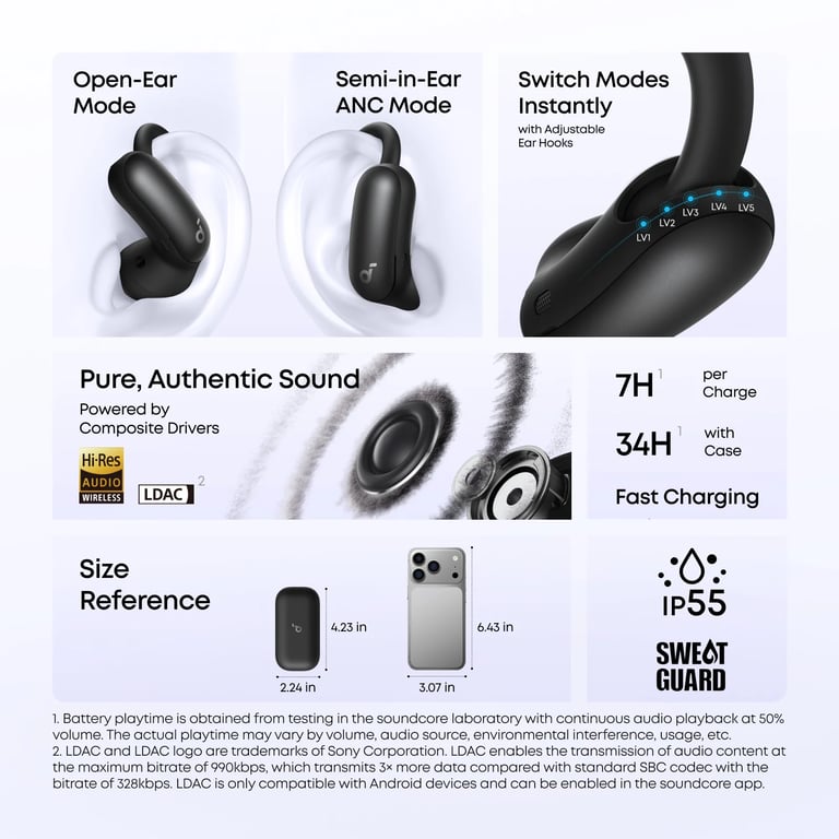 Anker Soundcore AeroFit 2 Pro 開放式氣導運動無線藍牙耳機 (A3875)(黑色)