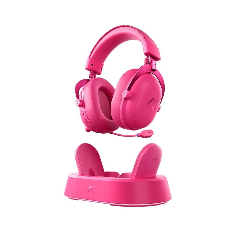 MCHOSE V9 Turbo 三模無線頭戴式遊戲耳機(連磁吸充電底座)(桃紅)