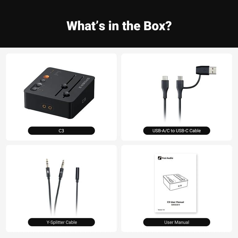 Fosi Audio C3 Al-Powered 遊戲音效卡+AMP+DAC