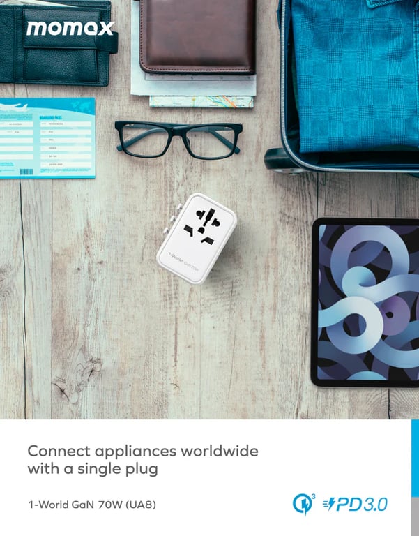 MOMAX 1-World 70W GaN旅行充電插座(白色)