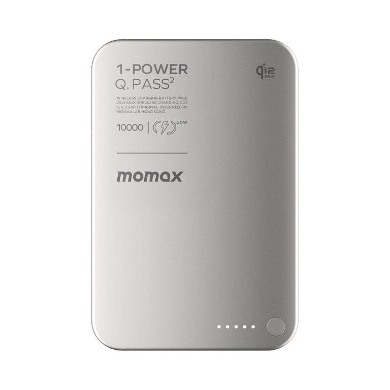 MOMAX 1-Power Q.Pass2 Qi2.2 10000mAh 磁吸流動電源(IP168Q2)(鈦金色)