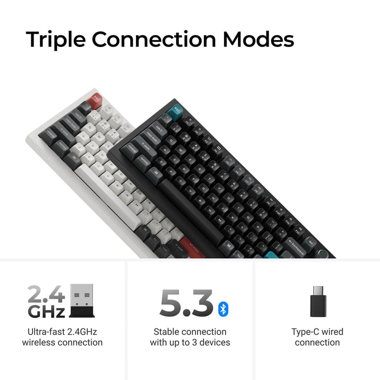 Keychron Q1 Ultra 8K (Q1U-M4) ZMK 75% 全鋁殼三模無線機械鍵盤(碳黑-Gateron Jupiter 香蕉軸)