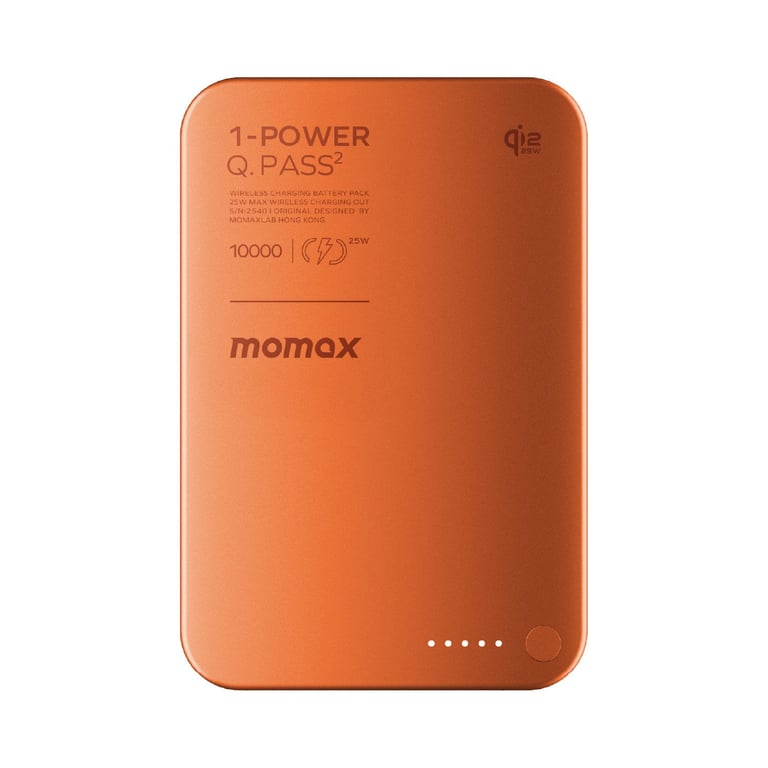 MOMAX 1-Power Q.Pass2 Qi2.2 10000mAh 磁吸流動電源(IP168Q2)(橙色)