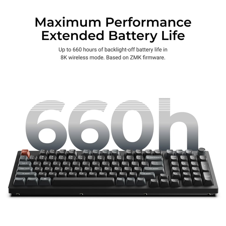 Keychron V5 Ultra 8K (V5U-D1) ZMK 96% 三模無線機械鍵盤(碳黑-Gateron Jupiter 紅軸)