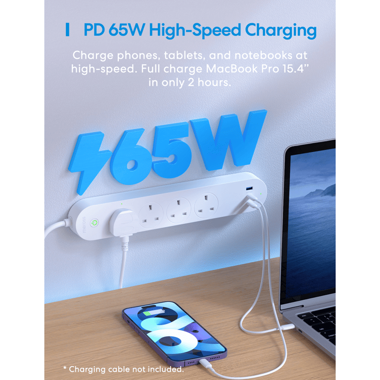 Meross MSP843P Wi-Fi 四位智能拖板連 65W GaN 快速充電埠