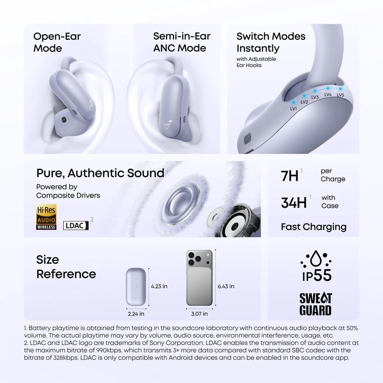 Anker Soundcore AeroFit 2 Pro 開放式氣導運動無線藍牙耳機 (A3875)(紫色)