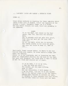 Pagine dal copione: la scena del balcone.