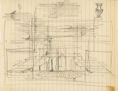 Zeffirelli's studies for the set and accessories.