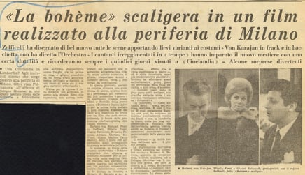 La stampa annuncia che La bohème scaligera diventa un film.