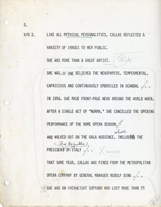 The first pages of Zeffirelli’s narration script, with handwritten notes.
