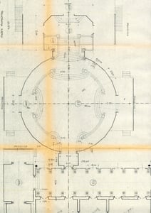 Technical drawing for the construction of the salon on the sound stage at Cinecittà.