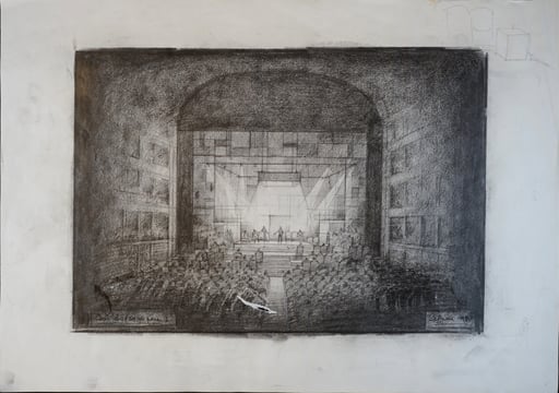 Zeffirelli’s sketches for the setting.