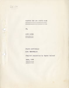 le prime pagine del copione con la prima idea del film, come musical contemporaneo.