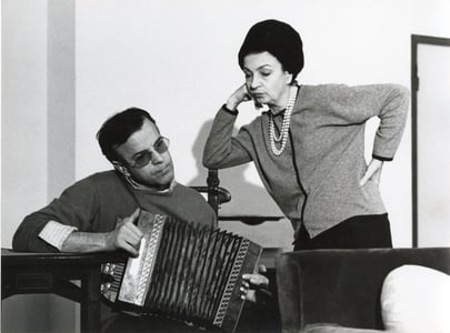 Zeffirelli with Rina Morelli and Paolo Stoppa during the rehearsals.