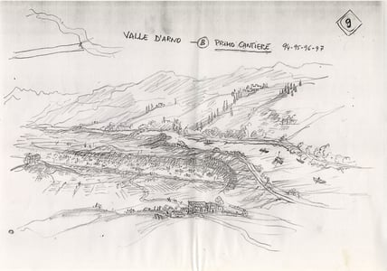 Zeffirelli’s sketches for the settings, dated 2003.