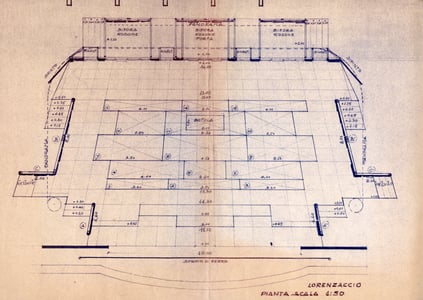 Disegno tecnico per la planimetria della scena.