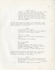 Pagine dal copione: la scena del balcone.