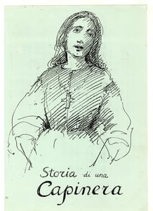 Copertina del copione definitivo per il film, con un disegno di Piero Tosi.