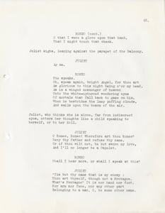 Pagine dal copione: la scena del balcone.
