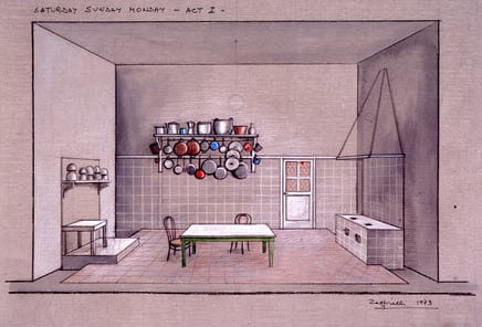 Studio di Zeffirelli per la scena del primo atto.