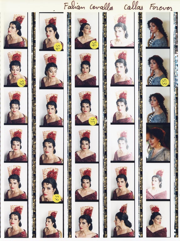 Makeup and hairstyle tests for Fanny Ardant as Maria Callas performing “Carmen”. Photos by Fabian Cevallos.