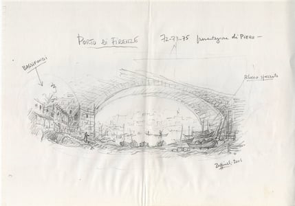 Zeffirelli’s sketches for the settings, dated 2003.