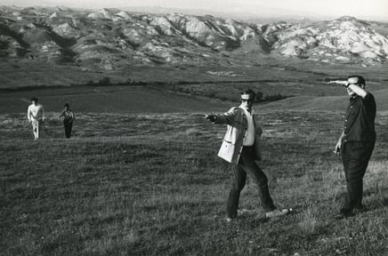 Richard Goodwin, Zeffirelli e Danilo Donati durante i sopralluoghi del film alle Crete Senesi.