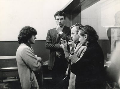 Donovan, Pippo Pisciotto Zeffirelli e Zeffirelli in una pausa della registrazione delle canzoni.