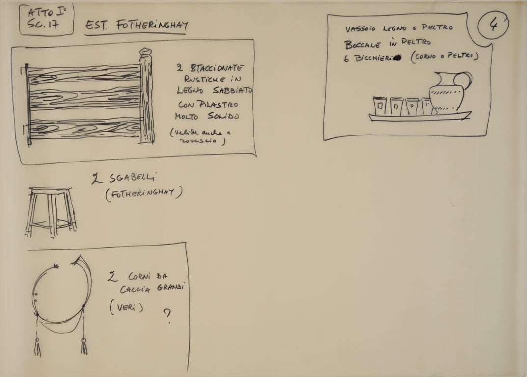 Zeffirelli’s sketches for the props.
