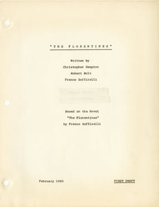 The Florentines - Screenplay by Christopher Hampton, Robert Bolt, Zeffirelli, 1985