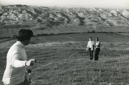 Richard Goodwin, Zeffirelli e Danilo Donati durante i sopralluoghi del film alle Crete Senesi.