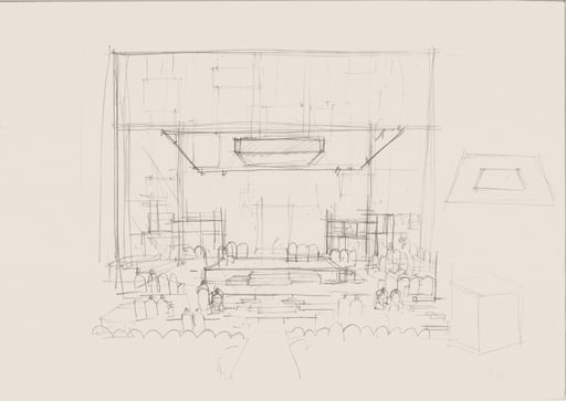 Zeffirelli’s sketches for the setting.