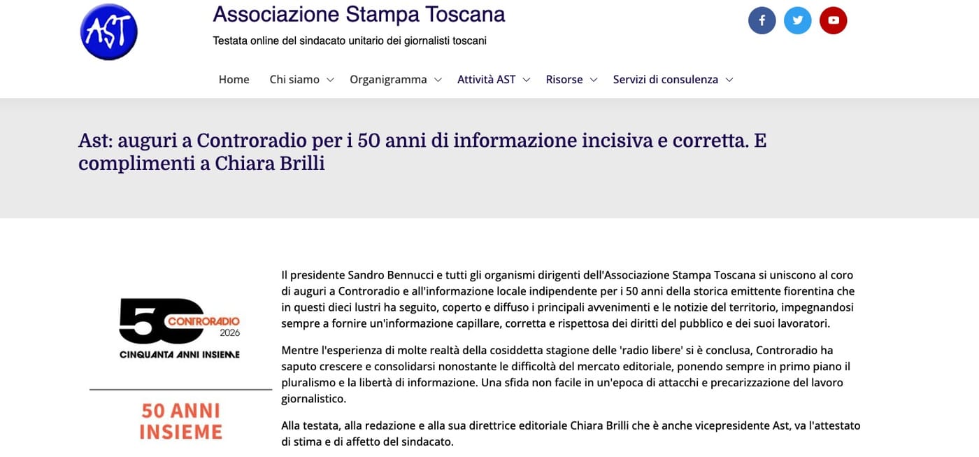 Auguri Associazione Stampa Toscana