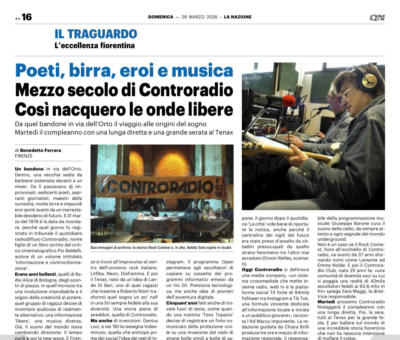 La Nazione – 30 marzo 2026 – Benedetto Ferrara