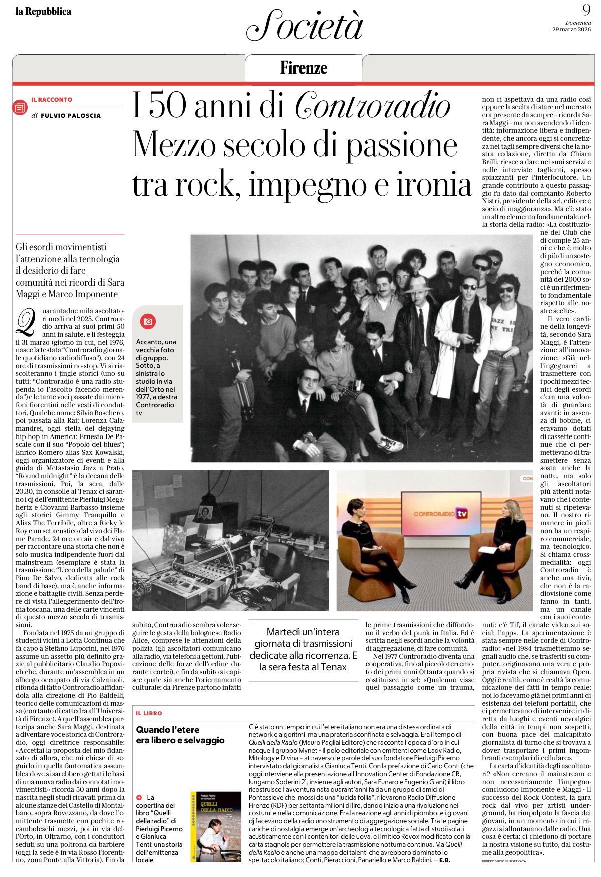 La Repubblica Firenze 30 marzo 2026 Fulvio Paloscia
