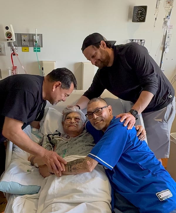 Gilbert, John, and Chance with Grandma in Phoenix.