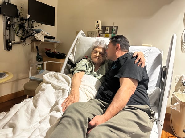 Grandma and Chance at hospital.
